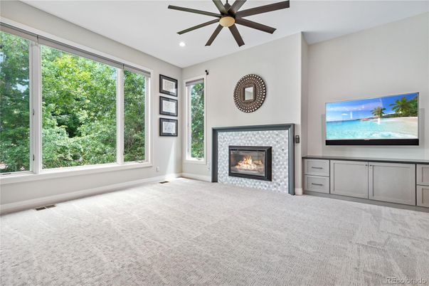 Empty room, Fireplace, Interior, Recessed Lighting