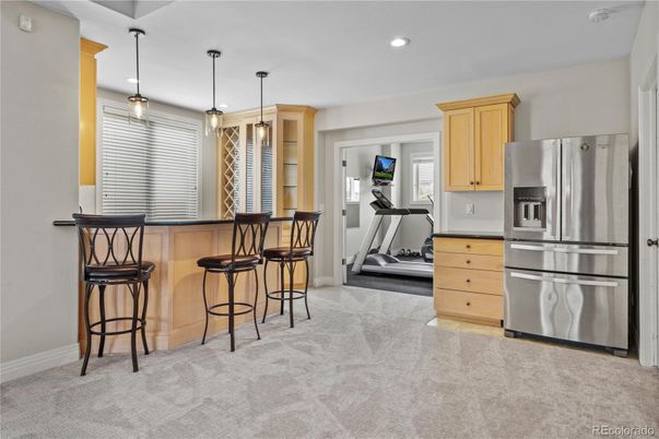 Fitness Equipment, Interior, Kitchen, Pendant Lights, Recessed Lighting, Stainless Steel Appliances