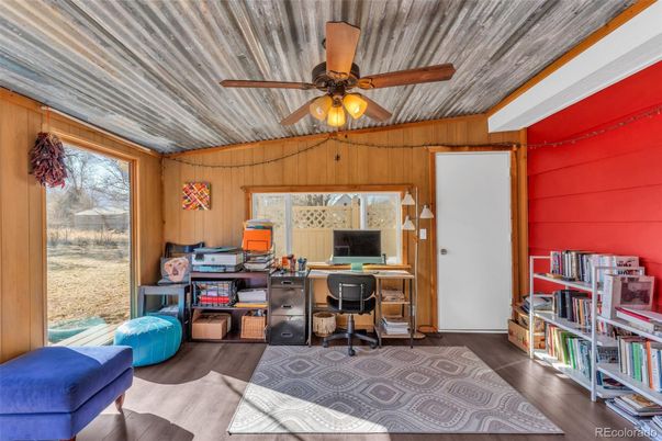 Home Office, Interior, Wood Texture Flooring, Wooden Walls