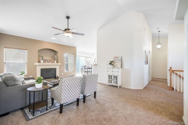 Fireplace, Interior, Living room, Pendant Lights