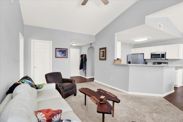 Interior, Kitchen, Living room, Stainless Steel Appliances, Wood Texture Flooring