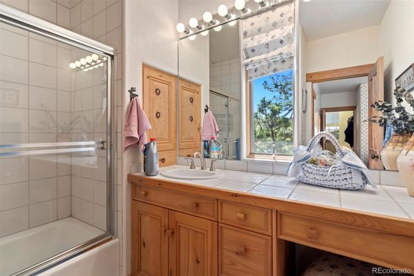 Bathroom, Glass Shower, Interior, Tile Countertops