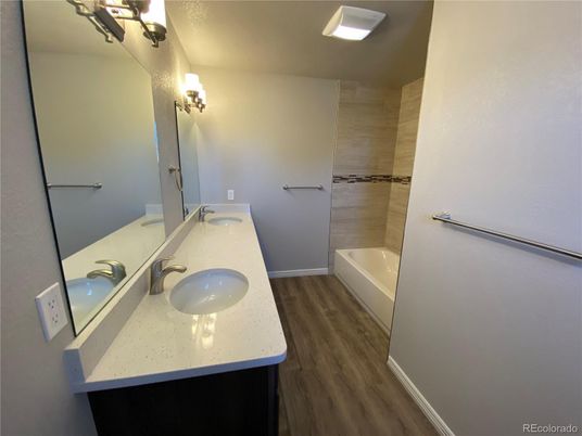 Bathroom, Dual Sink Vanities, Interior, Wood Texture Flooring