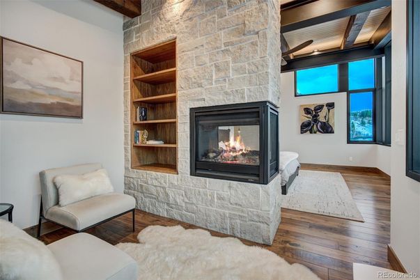 Fireplace, Interior, Stone Walls, Wooden Beams, Wood Texture Flooring