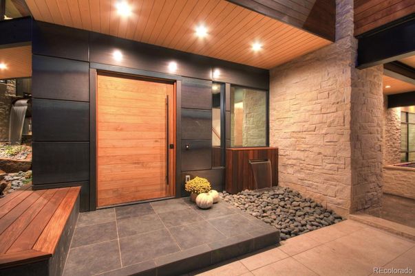 Elevator, Interior, Recessed Lighting, Stone Walls, Wooden Ceilings, Wooden Walls