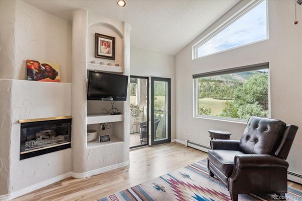 Fireplace, Interior, Recessed Lighting, Wood Texture Flooring