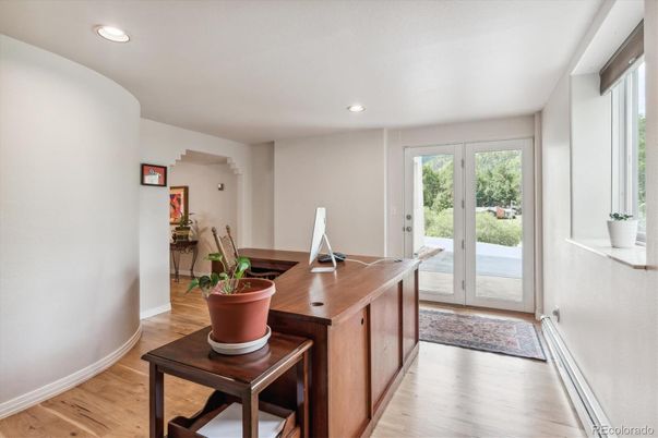 Home Office, Interior, Recessed Lighting, Wood Texture Flooring