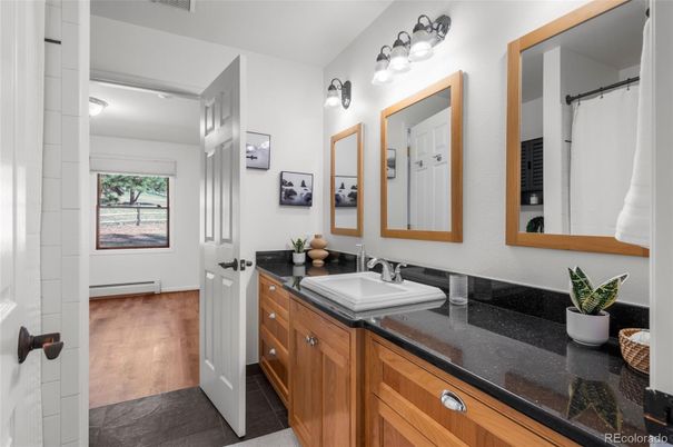 Bathroom, Dual Sink Vanities, Interior, Wood Texture Flooring
