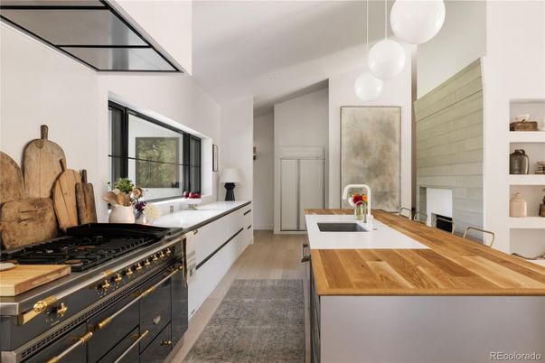 Interior, Kitchen, Pendant Lights, Stainless Steel Appliances, Wood Texture Flooring