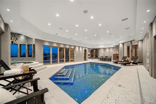 Interior, Pool, Recessed Lighting, Stone Walls