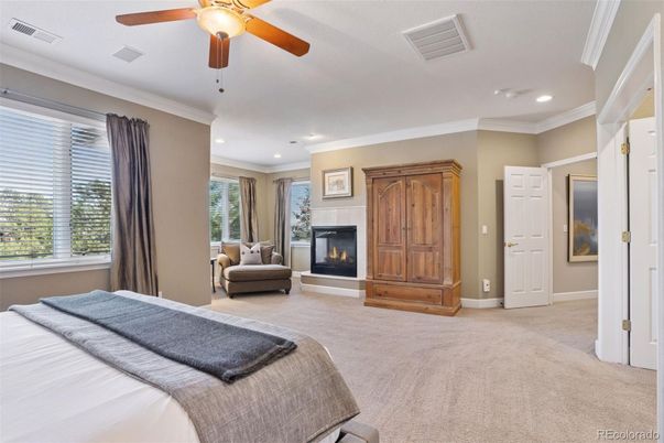 Bedroom, Fireplace, Interior, Recessed Lighting