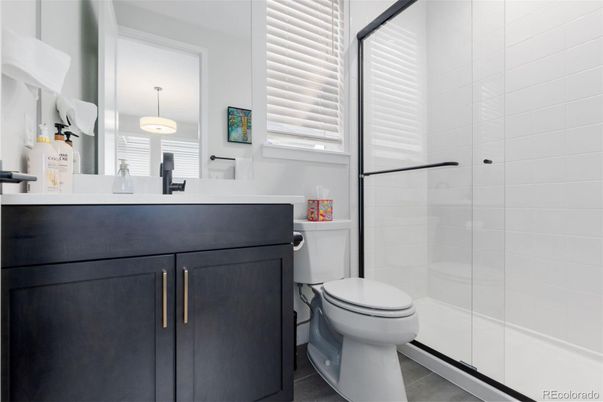 Bathroom, Glass Shower, Interior, Pendant Lights