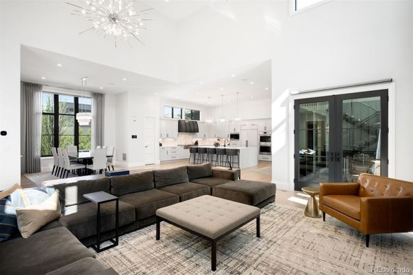 Dining room, Interior, Kitchen, Living room, Pendant Lights, Recessed Lighting, Stainless Steel Appliances, Wood Texture Flooring