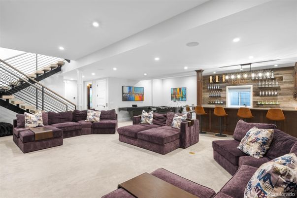 Interior, Living room, Pendant Lights, Recessed Lighting, Wooden Walls