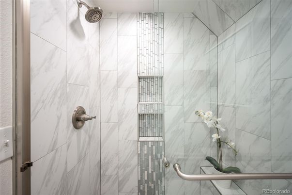 Bathroom, Glass Shower, Interior, Marble Walls