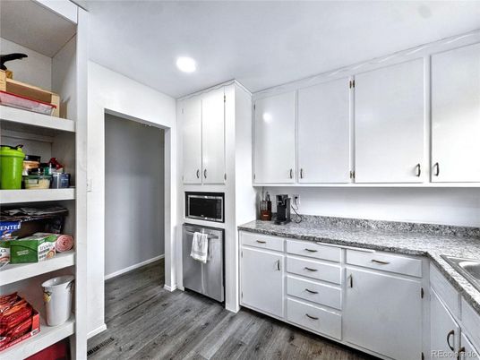 Interior, Kitchen, Recessed Lighting, Wood Texture Flooring