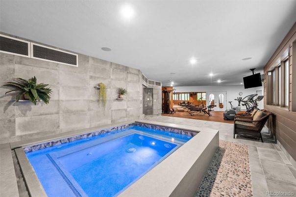 Interior, Pool, Recessed Lighting, Stone Walls