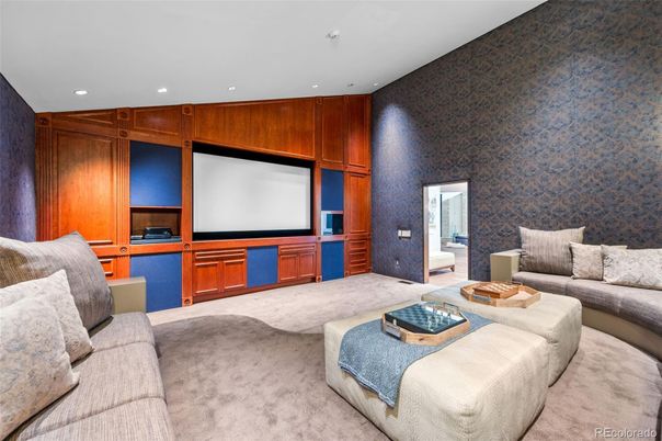 Interior, Living room, Projection Screen, Recessed Lighting