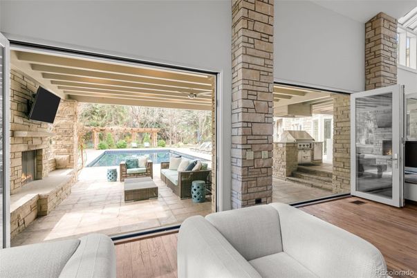 Exterior, Fireplace, Pool