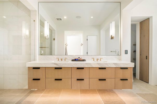 Bathroom, Dual Sink Vanities, Glass Shower, Interior, Recessed Lighting