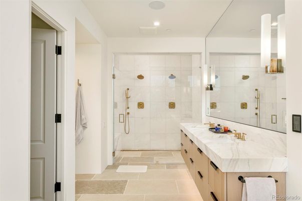 Bathroom, Dual Sink Vanities, Glass Shower, Interior, Recessed Lighting