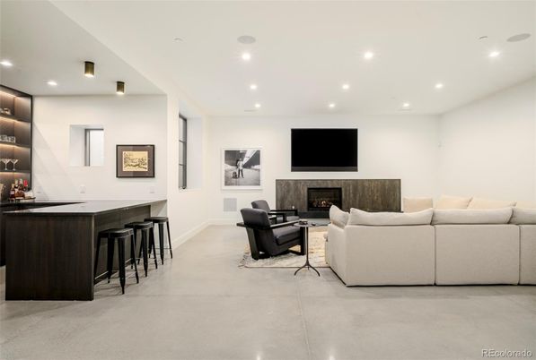 Fireplace, Interior, Living room, Recessed Lighting