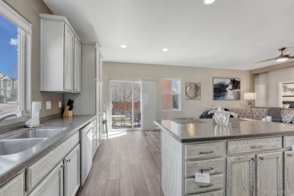 Interior, Kitchen, Recessed Lighting, Wood Texture Flooring