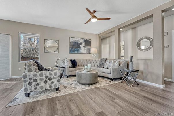 Interior, Living room, Recessed Lighting, Wood Texture Flooring