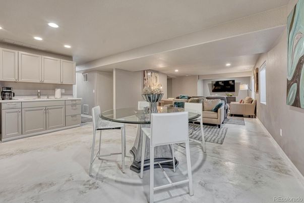 Dining room, Interior, Kitchen, Living room, Marble, Recessed Lighting