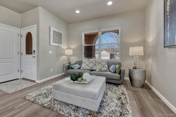 Interior, Living room, Recessed Lighting, Wood Texture Flooring