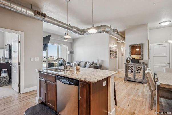 Interior, Kitchen, Pendant Lights, Wood Texture Flooring