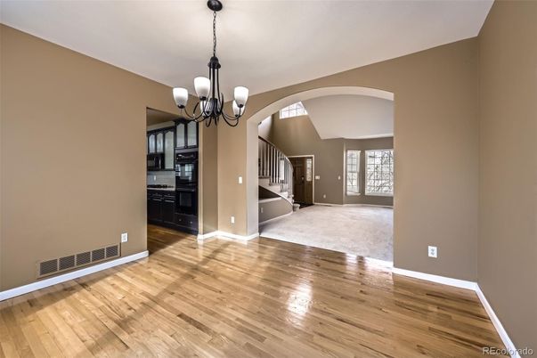 Chandelier, Empty room, Interior, Pendant Lights, Wood Texture Flooring
