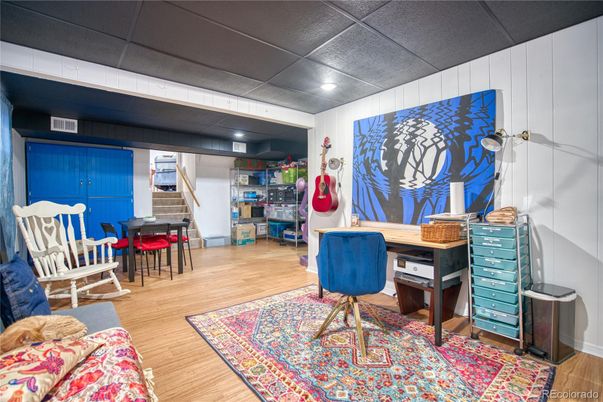 Home Office, Interior, Recessed Lighting, Wood Texture Flooring
