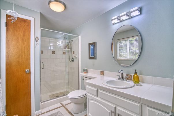 Bathroom, Glass Shower, Interior, Tile Countertops