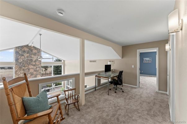 Home Office, Interior, Pendant Lights, Stone Walls