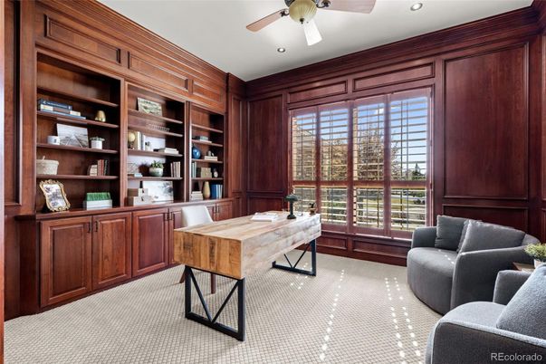 Home Office, Interior, Recessed Lighting, Wooden Walls