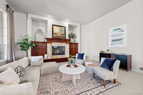Fireplace, Interior, Living room, Recessed Lighting