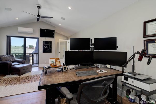 Home Office, Interior, Recessed Lighting, Wood Texture Flooring