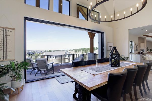 Chandelier, Dining room, Interior, Pendant Lights, Wood Texture Flooring
