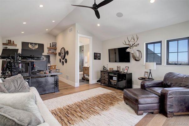 Home Office, Interior, Living room, Recessed Lighting, Wood Texture Flooring