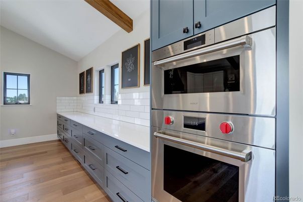 Interior, Kitchen, Stainless Steel Appliances, Wooden Beams, Wood Texture Flooring