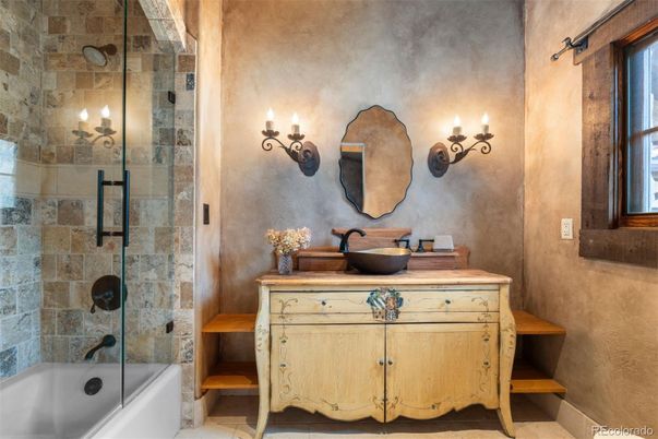 Bathroom, Glass Shower, Interior, Stone Walls