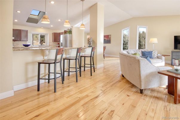 Interior, Kitchen, Living room, Pendant Lights, Recessed Lighting, Wood Texture Flooring