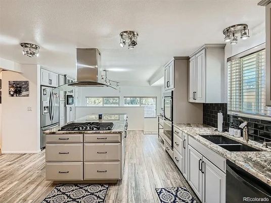 Interior, Kitchen, Stainless Steel Appliances, Wood Texture Flooring