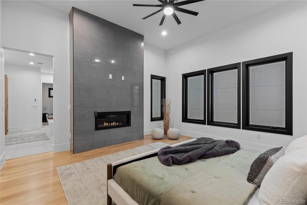Fireplace, Interior, Recessed Lighting, Wood Texture Flooring