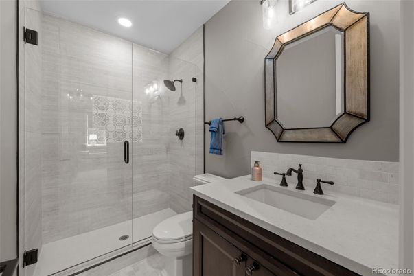 Bathroom, Glass Shower, Interior, Recessed Lighting