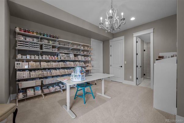 Chandelier, Home Office, Interior, Recessed Lighting
