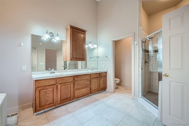 Bathroom, Dual Sink Vanities, Glass Shower, Interior