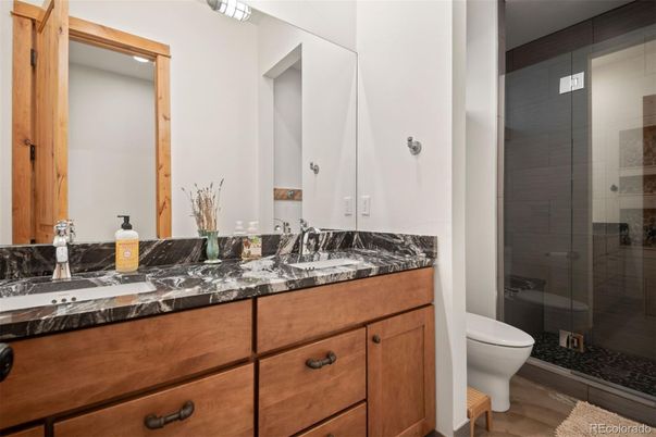 Bathroom, Dual Sink Vanities, Glass Shower, Interior