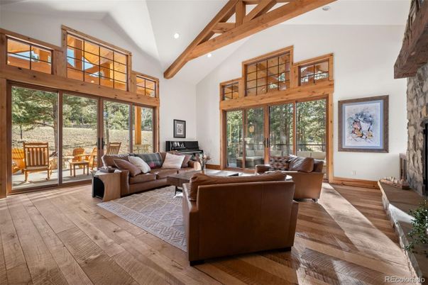 Interior, Living room, Recessed Lighting, Wooden Beams, Wood Texture Flooring